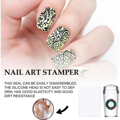 Silicone Transparent Nail Art Stamping Kit French For Manicure Plate Stamp Polish Stencil Template Seal Stamper Scraper