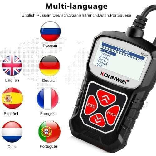 KONNWEI KW310 OBD2 Scanner Car Tools Better Than ELM327 Russian Language Car Diagnostics Tool OBD 2 Car Scanner for Auto ODB2