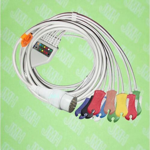Compatible with 11 PIN Fukuda FX-031 EKG patient monitor Machine the One-piece 10 leads ECG cable and clip leadwires,IEC or AHA