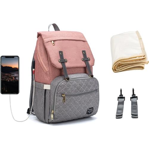 Lequeen fashion Mommy Backpacks Large Volume Maternity Bag Multi-function Diaper Bag Travel Nappy bag fashion USB bag LPB25