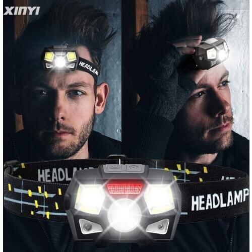 Inductive sensor LED Headlamp Super bright Built-in Battery Waterproof USB rechargeable 5Mode LED Headlight for running, fishing