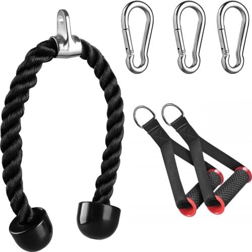 Tricep Rope Push Pull Down DIY Pulley Cable Machine Attachment System Workout for Home Gym Use Fitness Exercise Body Equipment