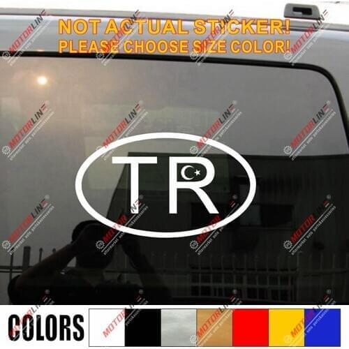 Turkey TR Oval Country Code Decal Sticker Car Vinyl Turkish Crescent no bkgrd