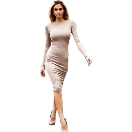 Knit Dress Women 2021 Autumn Fashion Elegant Long Sleeve Sexy Back Zipper High Waist Mid-length Slim Dresses Female JD1343