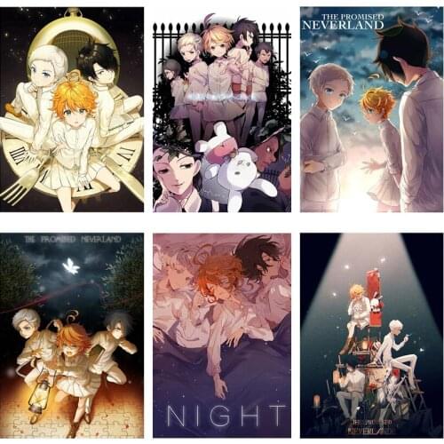 WTQ The Promised Neverland Yakusoku No Neverland Retro Poster Canvas Art Anime Posters Wall Decor Wall Art Picture Home Decor