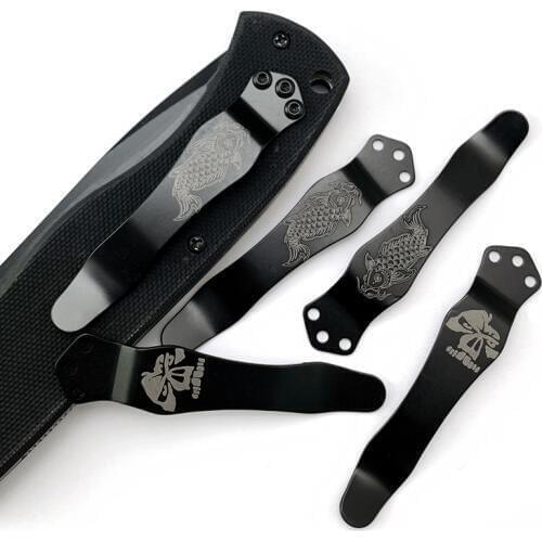 Tc4 Titanium Alloy Koi Design Back Pocket Knife Clip for Zt FOR Butterfly 551 ZT0620 0630 EM Knife