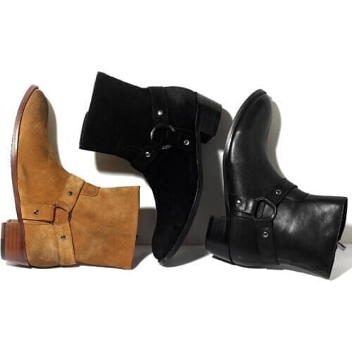 Winter Genuine Leather Suede Boots British Chelsea Boots Fashion Ankle Zip Boots Pointed Toe Boots Work Shoes Bota Masculina