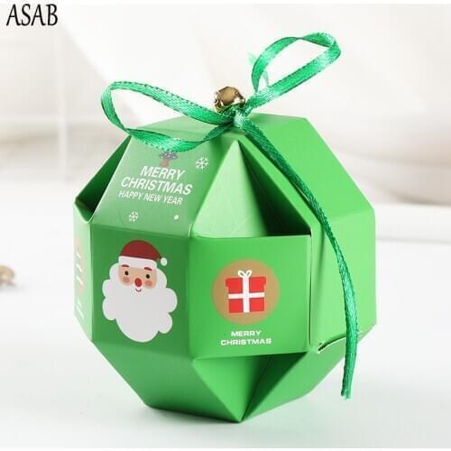 10pcs Christmas Candy Cookie Box Christmas Tree Gift Box With Bells Paper Box Gift Bag Baking cake biscuit packaging gift box