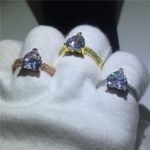 3 coilor Heart shape 925 Sterling Silver ring Sona 3ct 5A zircon Stone Engagement Wedding Band Rings for women men Gift