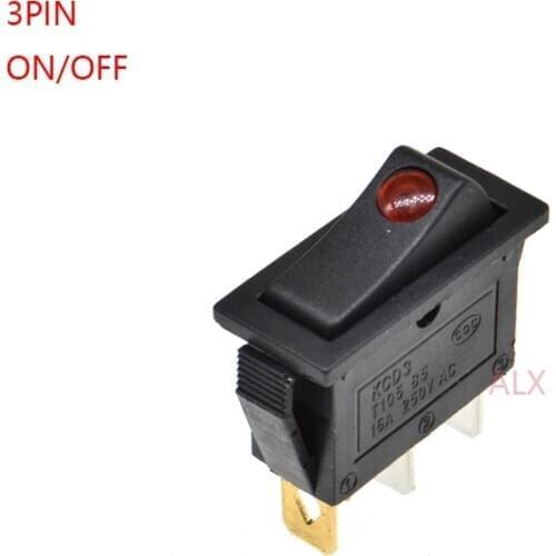 5PCS KCD3 3PIN Push Button with red light rocker Switch ON/OFF power switches 16A/250V 20A/125V TOGGLE SWITCH 3 pin
