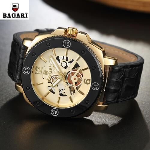 BAGARI Men's Watch With Leather Strap