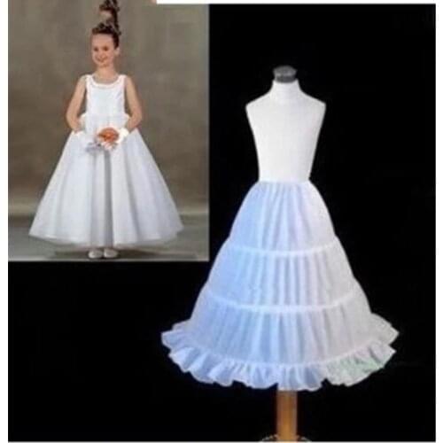 White Children Petticoat 2023 A-line 3 Hoops Kids Crinoline Bridal Underskirt Wedding Accessories For Flower Girl Dress