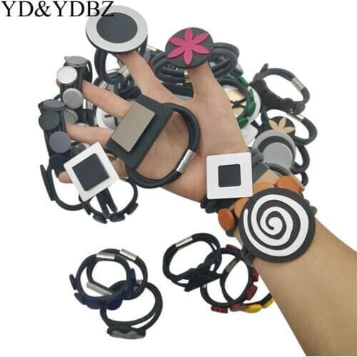 Multi Style Geometry Shape Charms Bracelets For Women Punk Style Rubber Rope Wooden Statement Bracelets Handcrafted Jewelry Gift