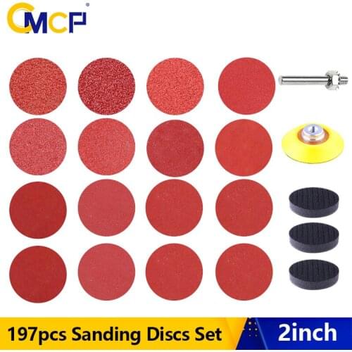 CMCP 2 Inch Sander Disc Sanding Discs 197pcs 60-3000 Grit Paper with 2'' Abrasive Polish Pad Plate for Rotary Tool