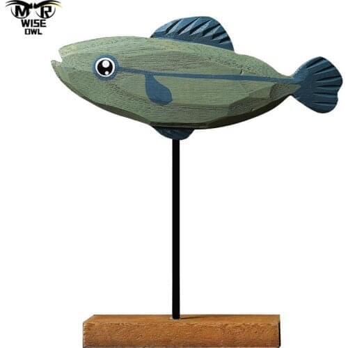 Wooden Craft Cute Fish Sculpture Nordic Style Figurine Home Decor Living Room Bedroom Desktop Decoration Office Cafe Ornaments