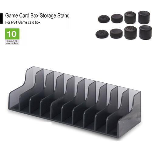 For Sony Playstation 4 PS4 PS 4 Game Card Box Storage Stand Holder For 10pcs CD Disks or Card Holders With 8pcs Thumb Grip caps