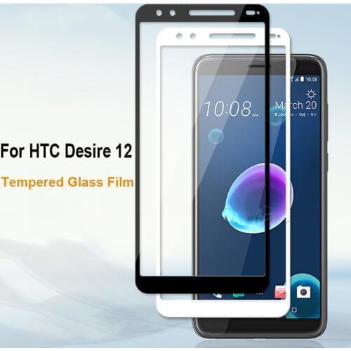 For HTC Desire 12 High Quality Explosion-proof Tempered Glass Full Cover Screen Protector Film White Black Color Glass Film