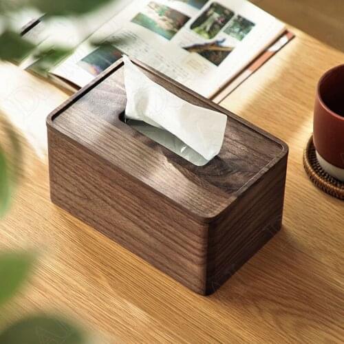 European Walnut Wood Tissue Box Creativity Dining Table Napkin Organizer Living Room Desktop Modern Paper Boxes Home Decoration