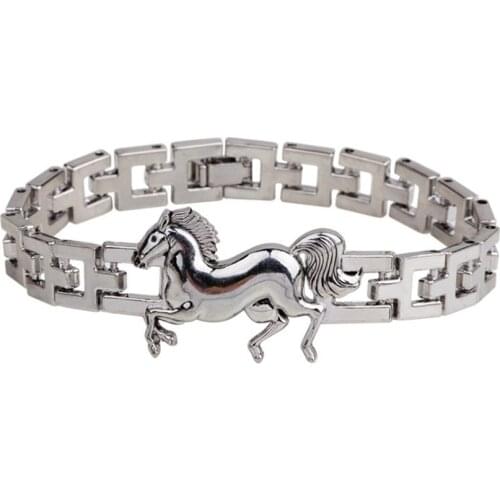 FYSL Wholesale 10 Pcs Silver Plated Metal Horse Link Chain Bracelet for Party Gift Jewelry