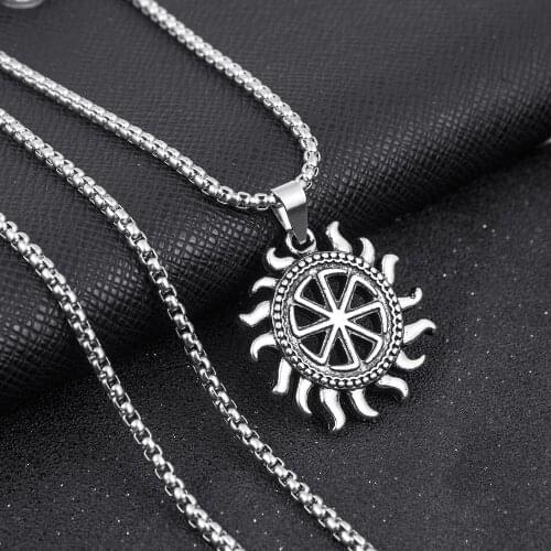 HNSP Punk Sun Necklace Pendant For Men