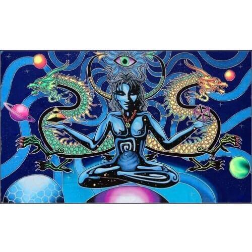 Space Tribe Psychedelic Tapestry Cosmo UV Active Wall Hanging
