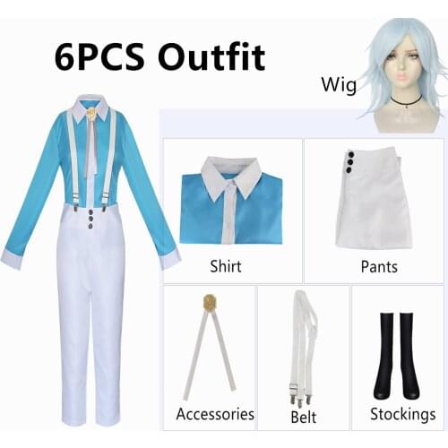 Japanese Anime Hot New Anime Monster Incident Cosplay Crystal Yukio Cosplay Costume Full Sets of Clothing Shirt Pants Belts Wigs