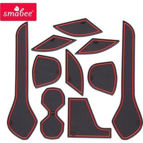 Smabee Gate slot pad Mat For NISSAN LEAF 2017-2018 Non-slip Mats Interior Door Pad/Cup Mats red/white/black