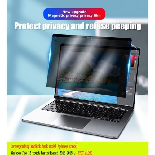 Magnetic Privacy Filter Anti spy PET Screens protective film For MacBook Pro15 inch Touch bar A1707 A1990 release 2016~2018