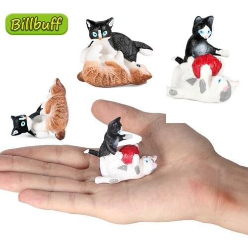 Simulation Animal Pet Plastic Solid Action Model Cat Cub Figures Collection Doll Educational Toy for children Ornaments Kid Gift