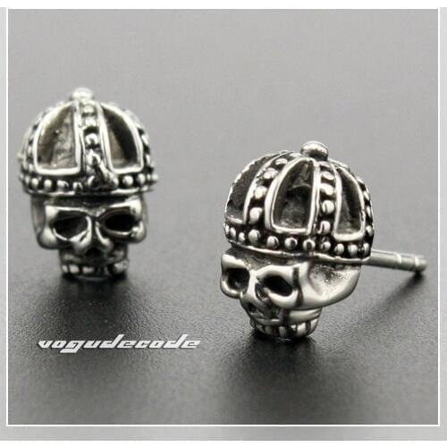 316L Stainless Steel Cool Skull Men`s Stud Earrings 4X002