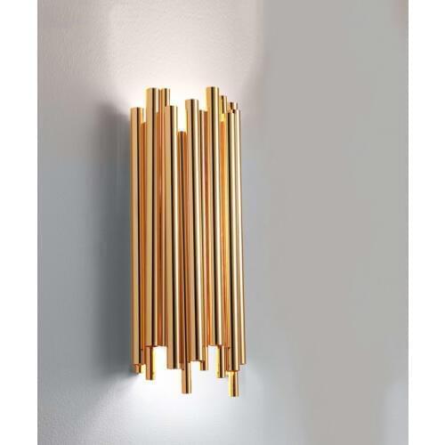 Nordic personality metel gold pipe wall lamp living room villa industrial background wall lighting sconce