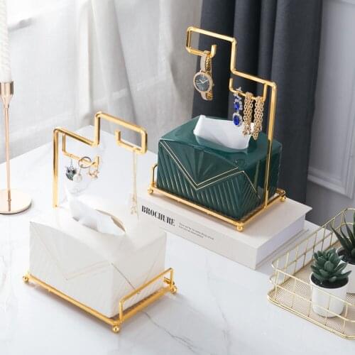 New Chinese Tissue Box Household Creative Ceramic Decoration Living Room Bedroom Desktop Storage Paper Box