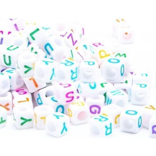 Wholesale 3000pcs 6*6mm Colorful Cube Acrylic Letter Beads Single English Initial Aphabet Jewelry Bracelet Spacer Lucite Beading