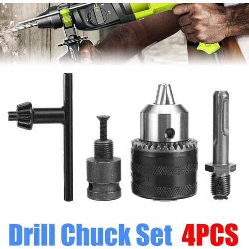 4Pcs/Set 1/2-20UNF 1.5-13mm Drill Chuck Conversion Drill Chuck Adapter Convert Impact Wrench Into Electric Drill Key 3 Jaw Chuck