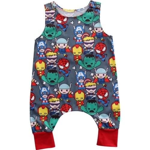 Colorful Newborn Baby Boy Harlan Rompers Jumpsuit Printed Cartoon Pattern Sleeveless Summer Baby Rompers 0-24M