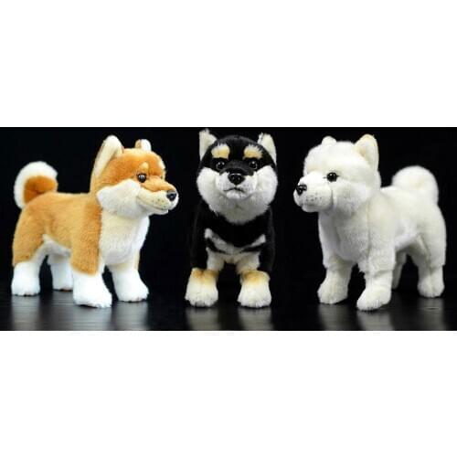 Real Life Yellow Shiba Inu Plush Toy Lifelike Black Dogs Puppy Stuffed Animal Toys Christmas Gifts For Kids