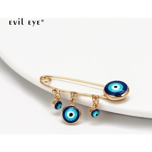 EVIL EYE Ladybug Blue Turkish Evil Eye Charm Brooch Pin Copper Gold Silver Color Brooch for Women Girls Fashion Jewelry BE63