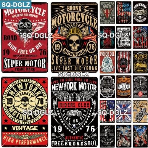 [SQ-DGLZ] Motorcycle Metal Sign Vintage Metal Plaque Plate Club Wall Decor Tin Signs Sport Motor Poster Gift