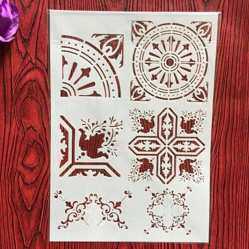 29 * 21cm Compass shape lace DIY Stencils Wall Painting Scrapbook Coloring Embossing Album Decorative Paper Card Template