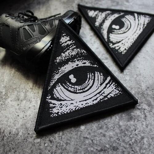 Triangle All-Seeing Eye Badge Patch Weaving Eye Of God Patches For Clothes Bag Applique Armband Stickers DIY Accessories Gifts