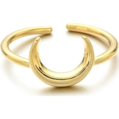 Vintage Gold Color Metal Punk Moon Open Rings Design Finger Rings for Women Men Party Jewelry Gifts