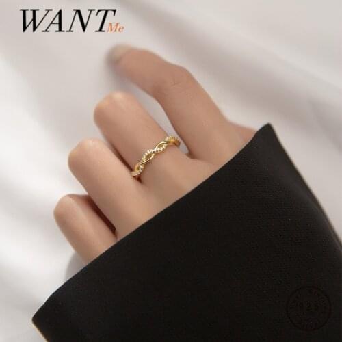 WANTME Real 925 Sterling Silver Sweet Hollow Shiny Zircon Twist Cross Open Finger Ring for Women Party Wedding Jewelry Gift 2021