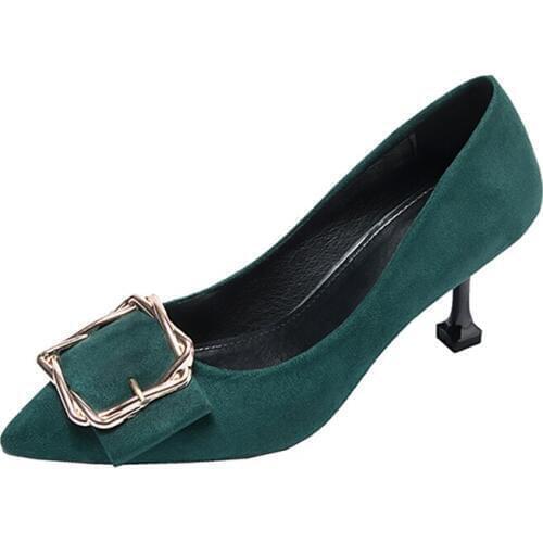 The Wild Small Fresh High Heels Girl Cat Shoes Stiletto Sexy Goddess Black Square Buckle High Female Tide