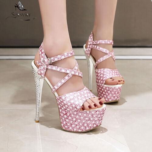 Sgesvier High Heels Shoes Women Platform Sandals Glitter Stiletto Heels Ladies Party Shoes Woman Sandals 2020 Sandalia Feminina