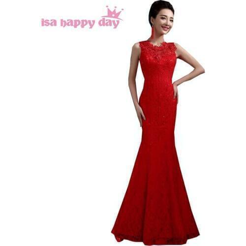 Women ladies red long lace mermaid evening gown dres woman dresses occasion class dress gowns with lace up open back W2866