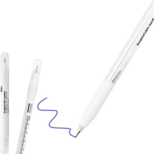 1Pcs Surgical Skin Marker Eyebrow Marker Pen Tattoo Skin Marker Pen With Measuring Ruler Microblading Positioning Tool