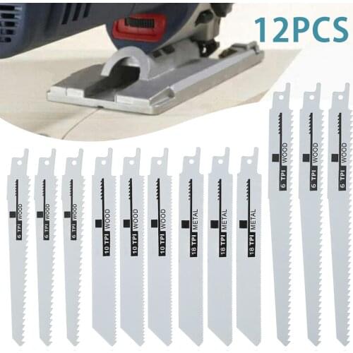 12pcs Reciprocating Saw Blades Saber Saw Handsaw Multi Saw Blade For Cutting Wood Metal PVC Tube Power Tools Accessories