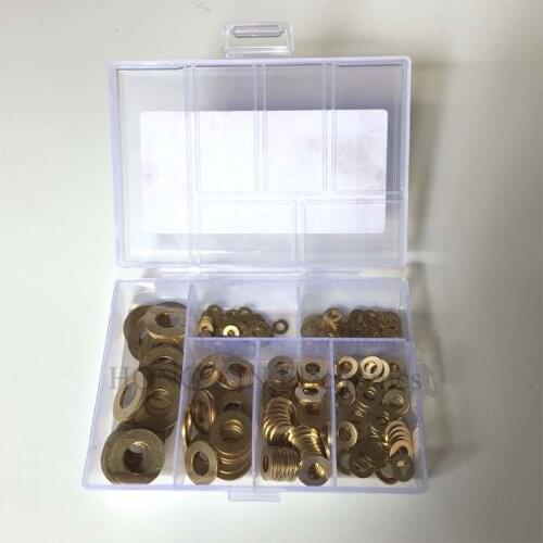 250pcs Meson Pad Copper Sheet Metal Collar Brass Flat Washer Gasket Ring Kits M3/M4/M5/M6/M8/M10