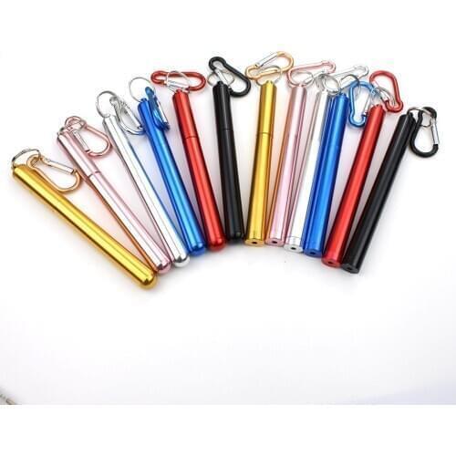 3Pcs Portable Stainless Steel Telescopic Silver Drinking Straw For Travel Reusable Collapsible Metal With Straw Bucket And Brush