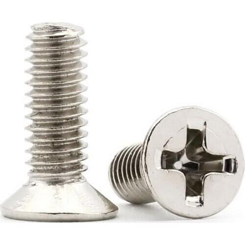 5Pcs GB819 Nickel Plated Machine Countersunk Bolt Fastener Phillips Screw M4 Flat Head Screws Length 6/8/10/12/14/16/20mm